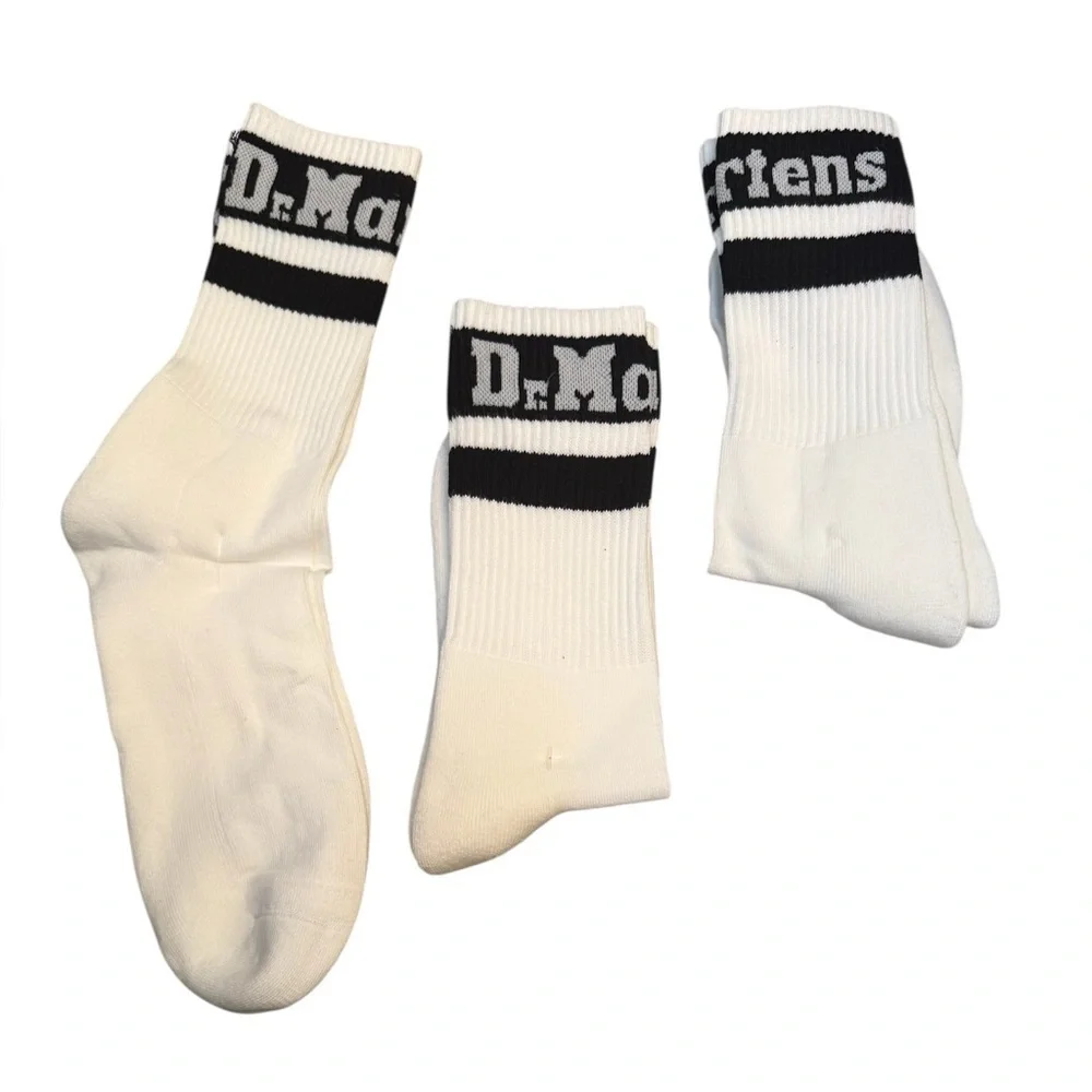 3 Pair Doc Martens White and Black Crew Socks